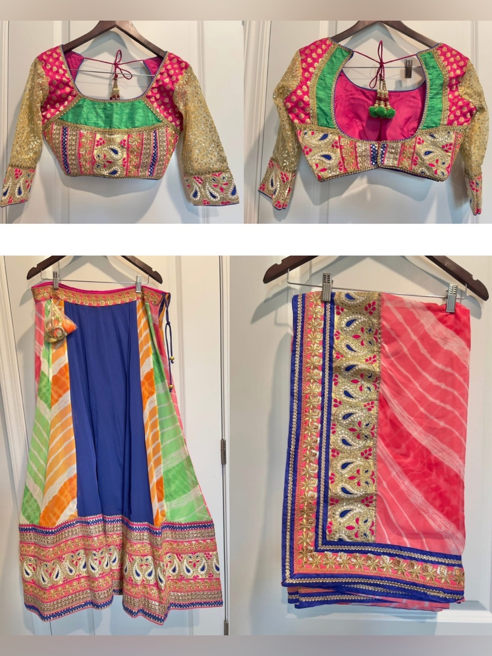 NWT Pink & Blue Lehenga Set